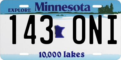 MN license plate 143ONI