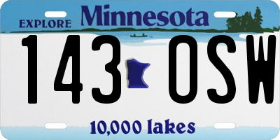 MN license plate 143OSW