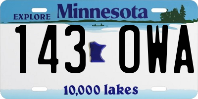 MN license plate 143OWA