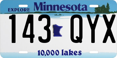 MN license plate 143QYX