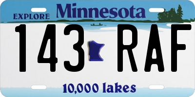 MN license plate 143RAF