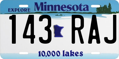 MN license plate 143RAJ