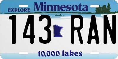 MN license plate 143RAN