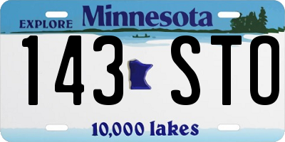 MN license plate 143STO
