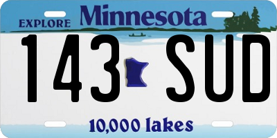 MN license plate 143SUD