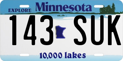 MN license plate 143SUK