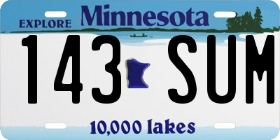 MN license plate 143SUM