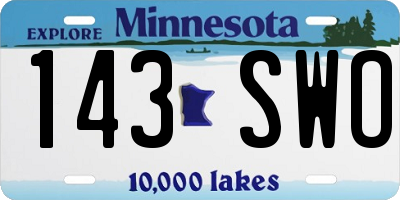 MN license plate 143SWO
