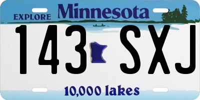 MN license plate 143SXJ