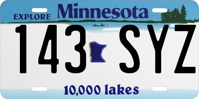 MN license plate 143SYZ