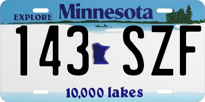 MN license plate 143SZF
