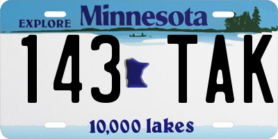 MN license plate 143TAK