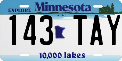 MN license plate 143TAY