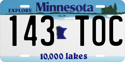 MN license plate 143TOC