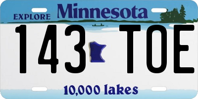 MN license plate 143TOE
