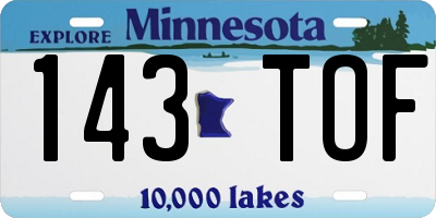MN license plate 143TOF
