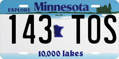 MN license plate 143TOS