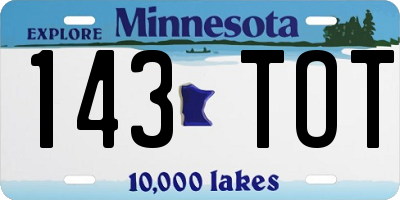 MN license plate 143TOT