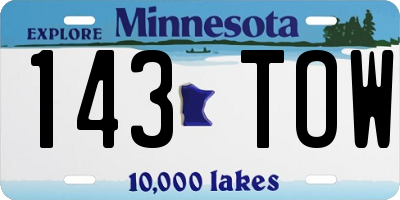 MN license plate 143TOW