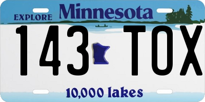 MN license plate 143TOX
