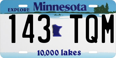 MN license plate 143TQM