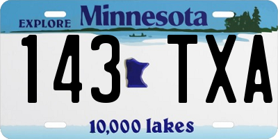 MN license plate 143TXA