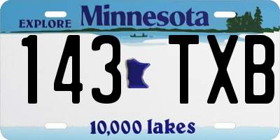MN license plate 143TXB