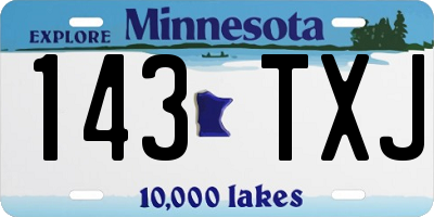MN license plate 143TXJ
