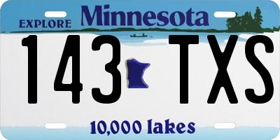 MN license plate 143TXS