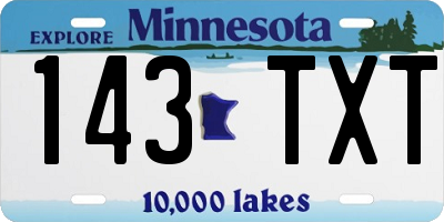 MN license plate 143TXT