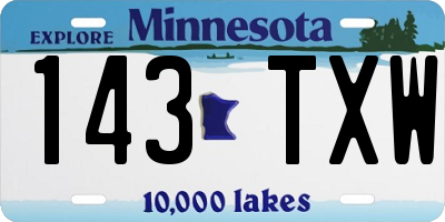 MN license plate 143TXW