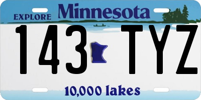 MN license plate 143TYZ