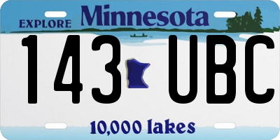 MN license plate 143UBC