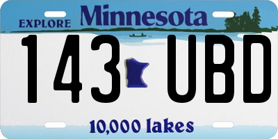 MN license plate 143UBD