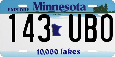 MN license plate 143UBO