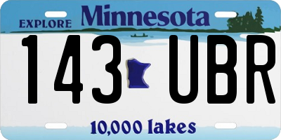 MN license plate 143UBR