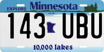 MN license plate 143UBU