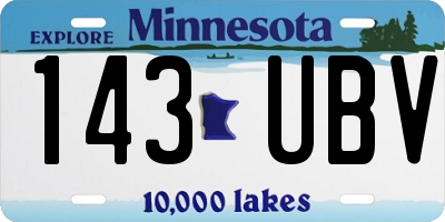 MN license plate 143UBV