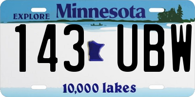 MN license plate 143UBW