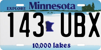 MN license plate 143UBX