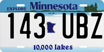 MN license plate 143UBZ