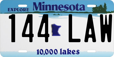 MN license plate 144LAW