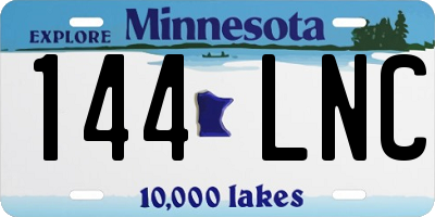 MN license plate 144LNC