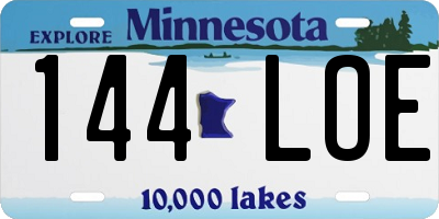 MN license plate 144LOE