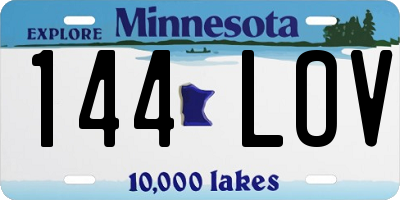 MN license plate 144LOV
