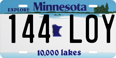 MN license plate 144LOY