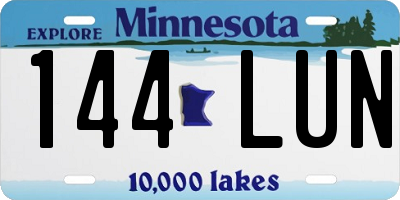 MN license plate 144LUN