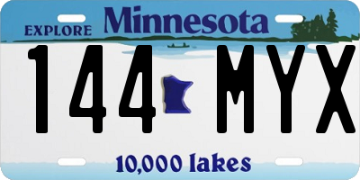 MN license plate 144MYX