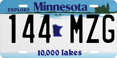 MN license plate 144MZG