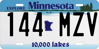 MN license plate 144MZV